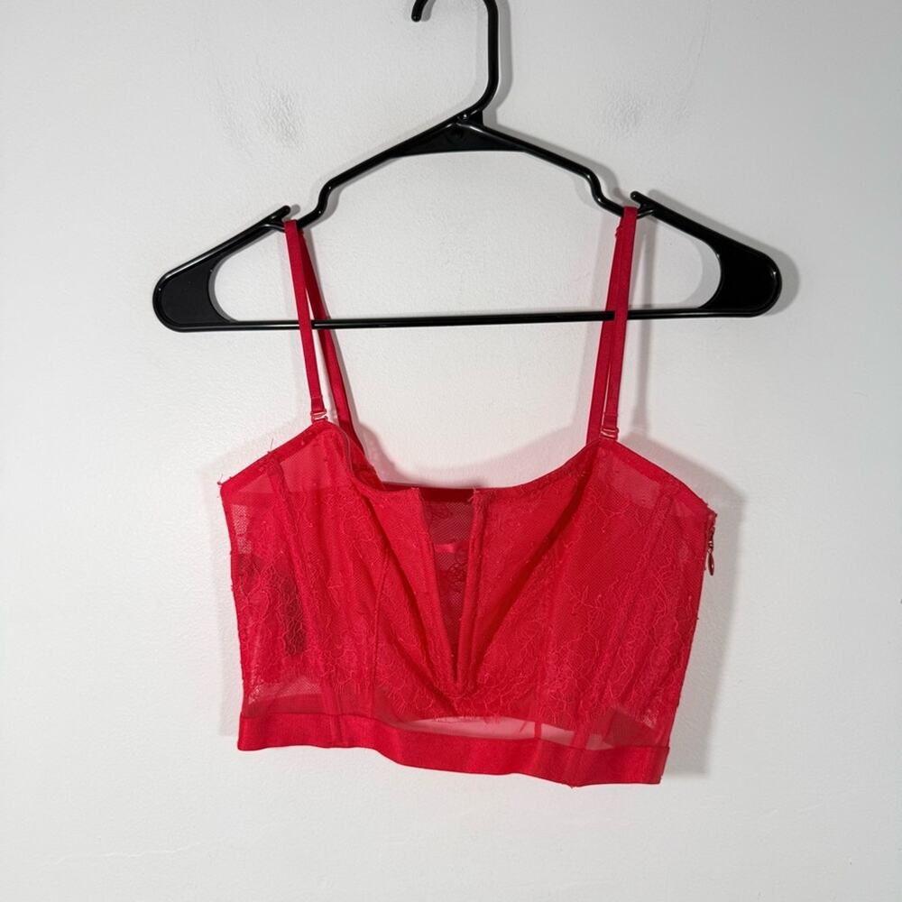 NWT Victoria’s Secret Red Lace Long Line Corset Bralette Top Medium New